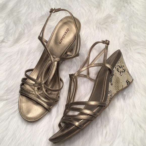 Dress Barn Shoes - Gold, snake-skin, sandal